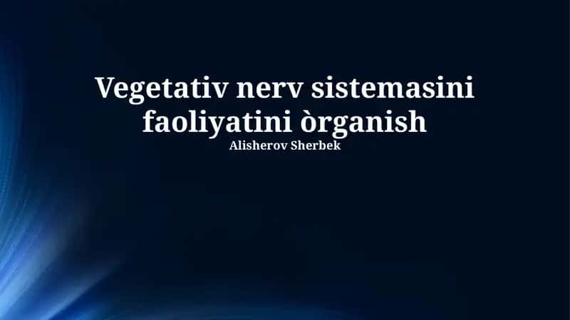 Avtonom Nerv Sistemasi Kasalliklari 1