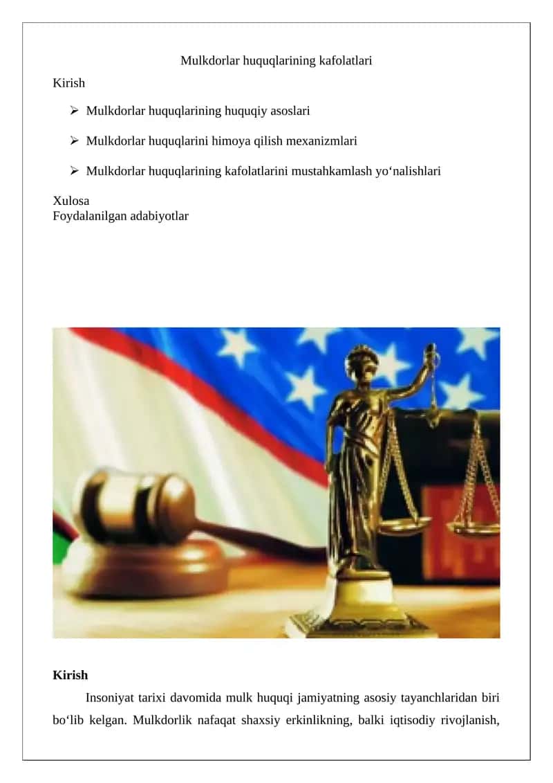 Mulkdorlar huquqlarining kafolatlari 1