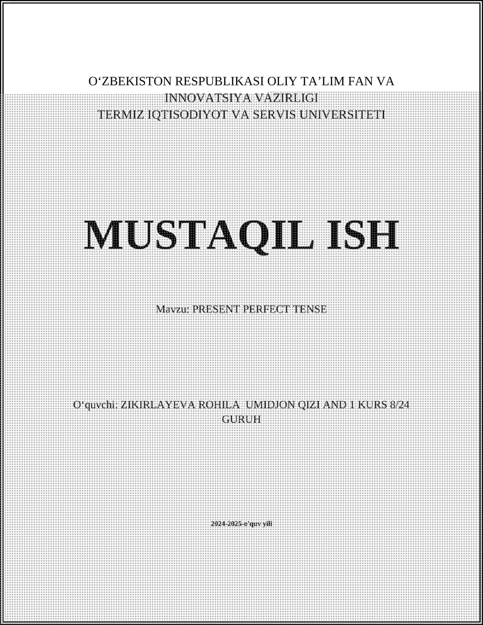 PRESENT PERFECT TENSE 1