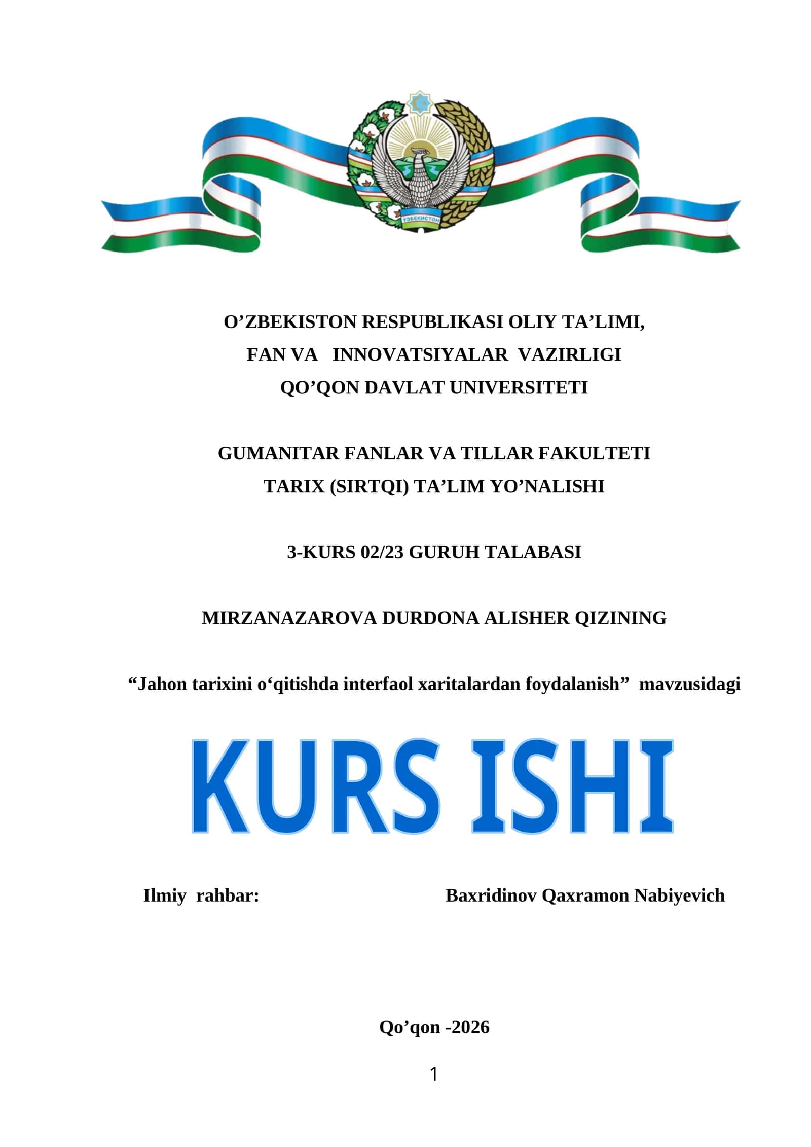 Jahon tarixini oʻqitishda interfaol xaritalardan foydalanish 1