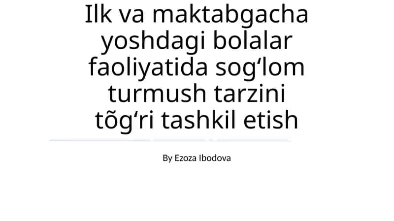 Sog'lom turmush tarzi 1
