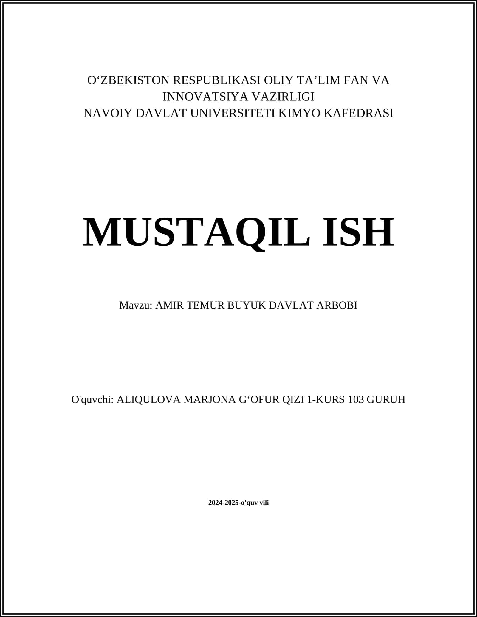 AMIR TEMUR BUYUK DAVLAT ARBOBI 1