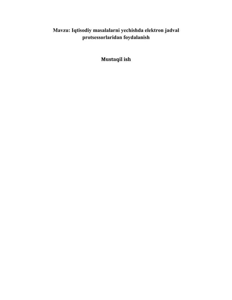 Elektron jadval protsessorlari 1