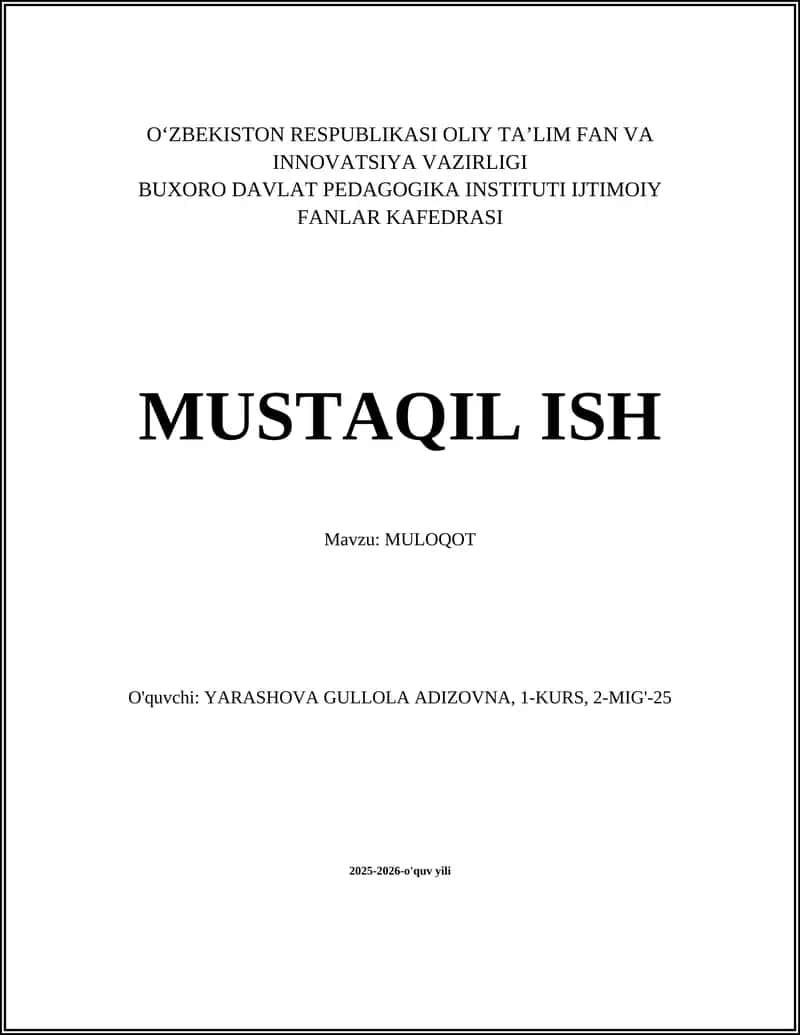 Muloqot 1