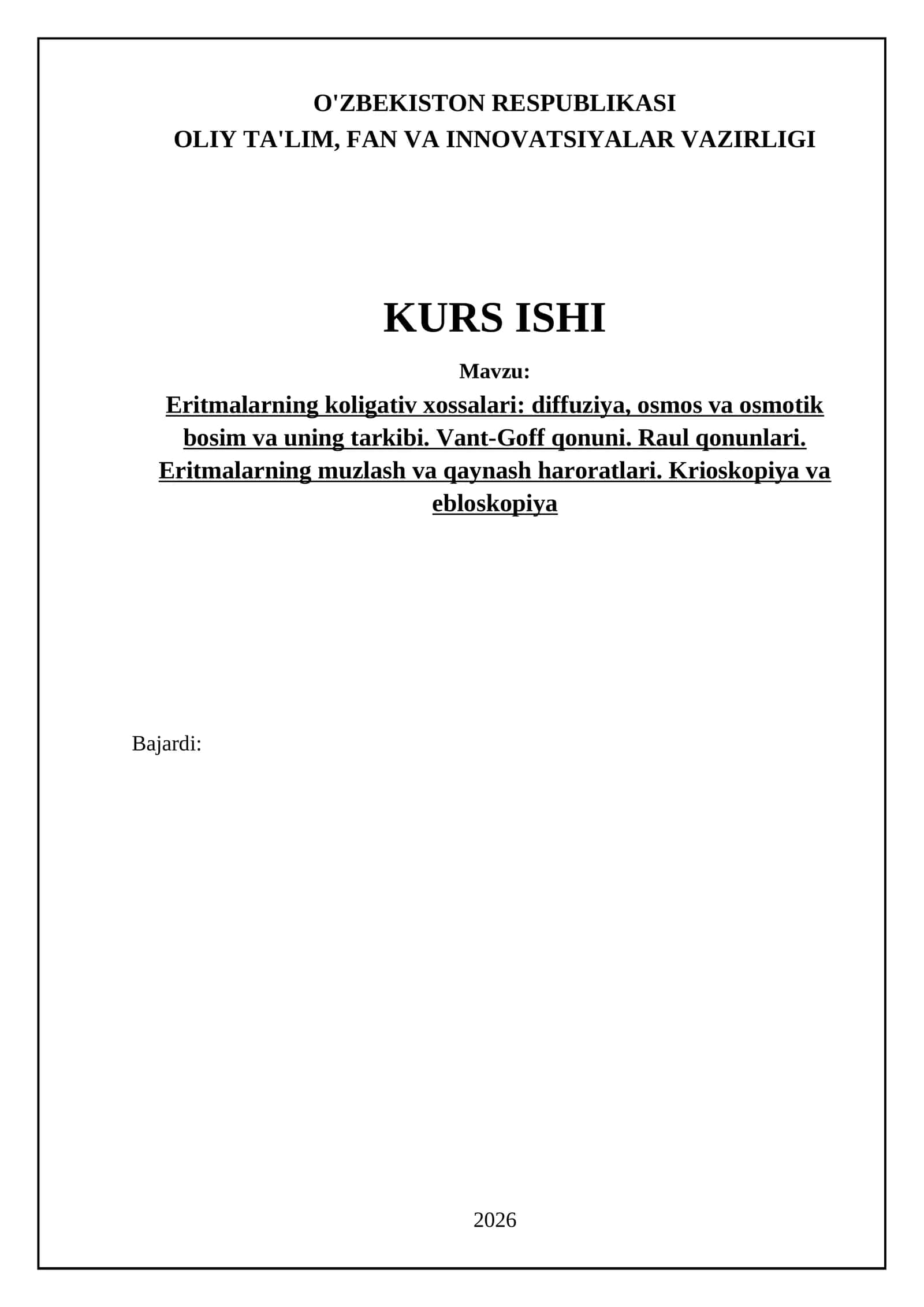 Eritmalarning koligativ xossalari 1