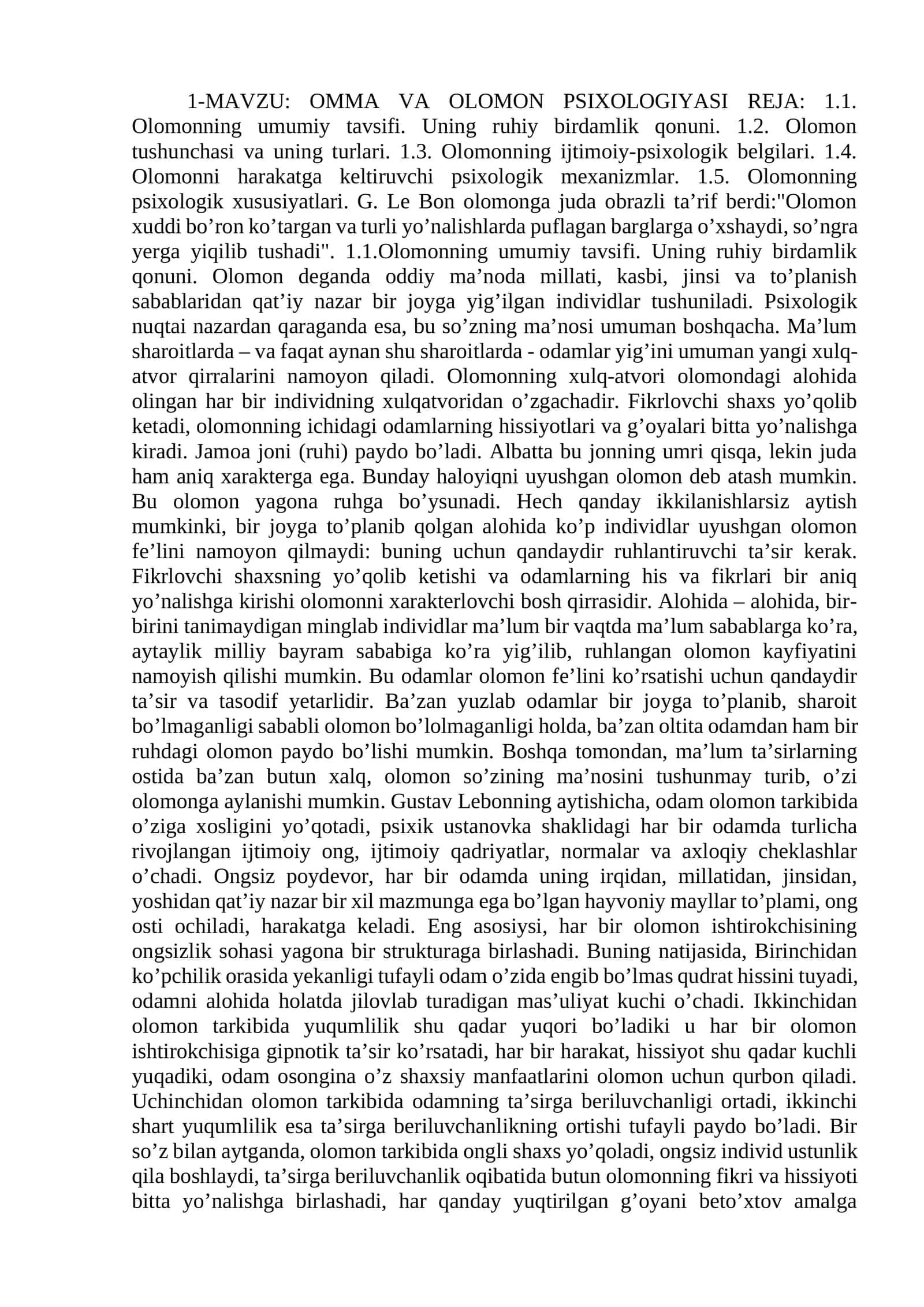 OMMA VA OLOMON PSIXOLOGIYASI 1