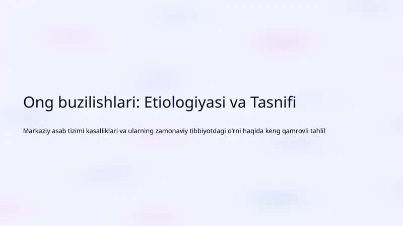 Ong buzilishlari: Etiologiyasi va Tasnifi 1