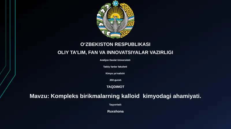Kompleks birikmalarning kalloid kimyodagi ahamiyati 1