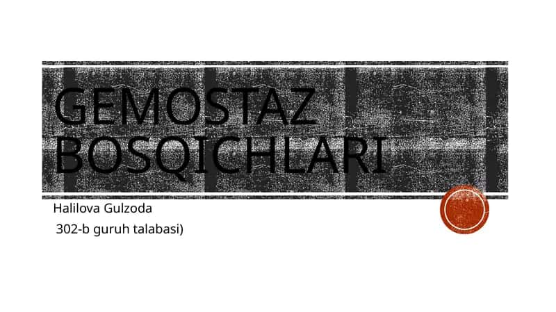 Gemostaz bosqichlari 1
