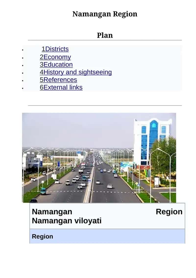 Namangan Region Plan 1
