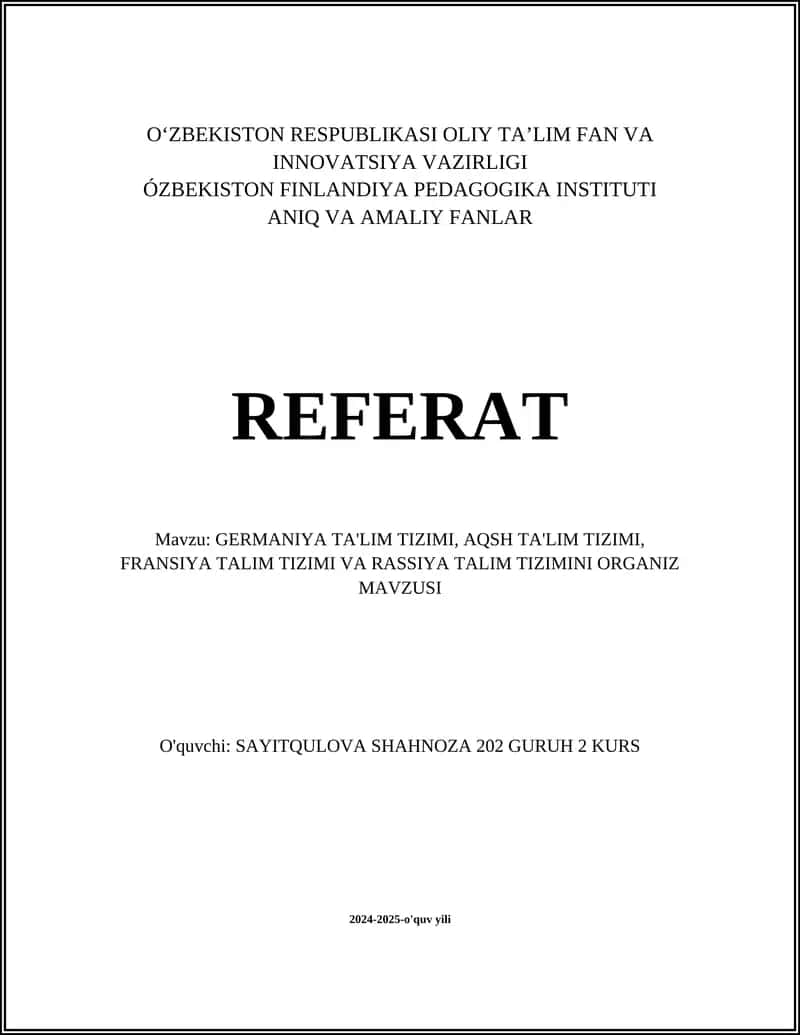 GERMANIYA TA'LIM TIZIMI 1