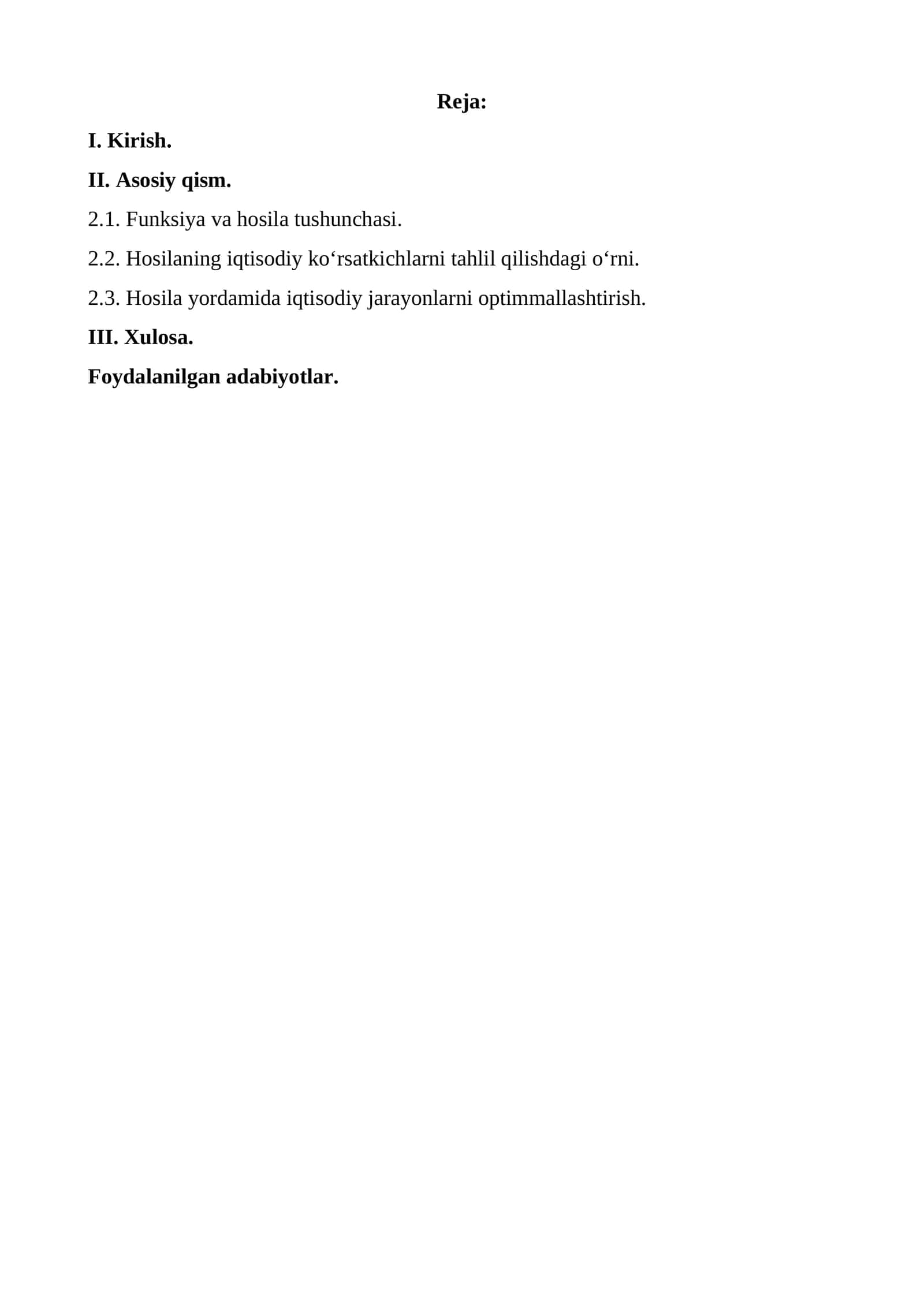 Funksiya va hosila tushunchasi 1