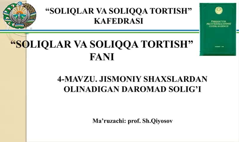 Jismoniy Shaxslardan Olinadigan Daromad Solig’i 1