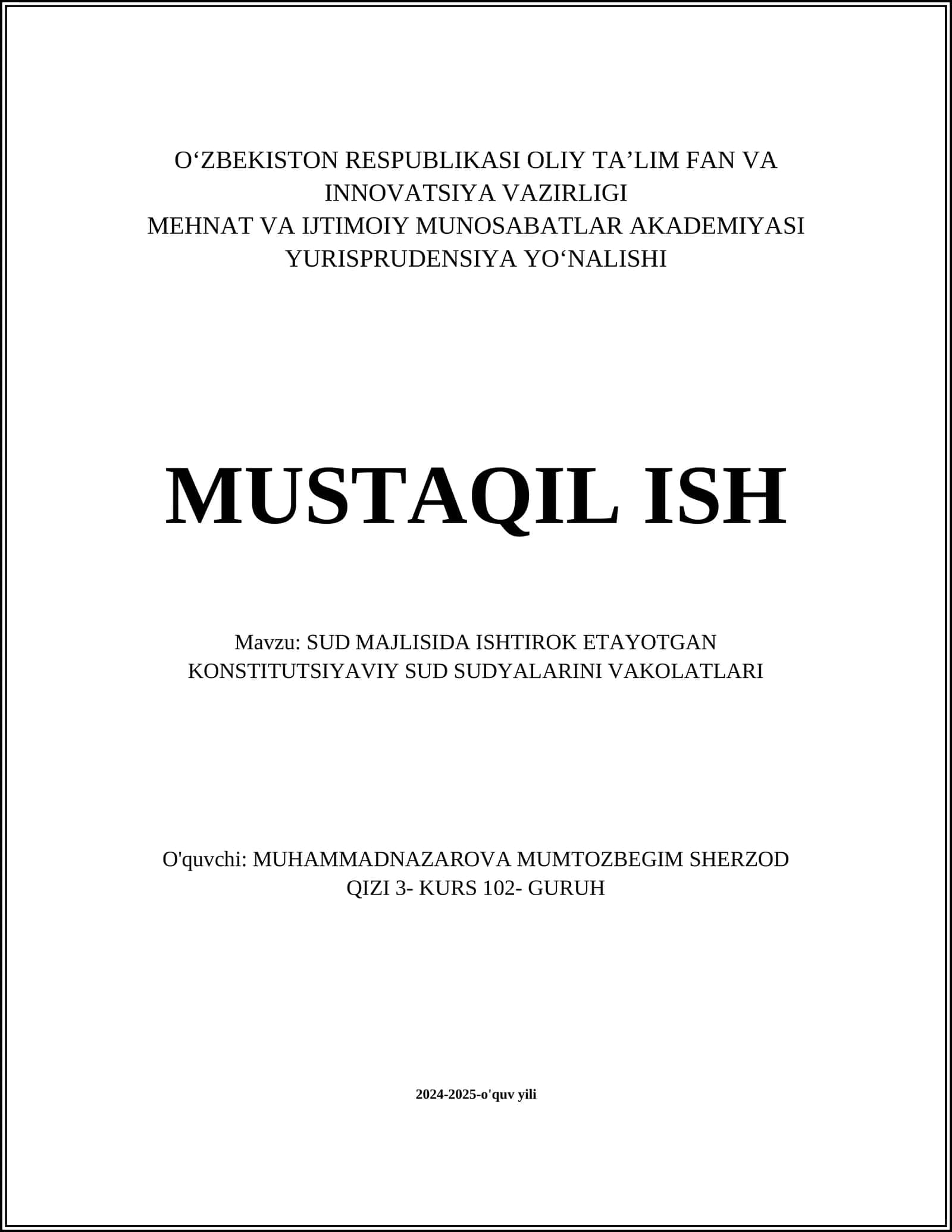 Konstitutsiyaviy sud sudyasining vazifalari 1