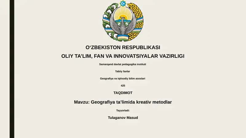 Geografiya ta’limida kreativ metodlar 1