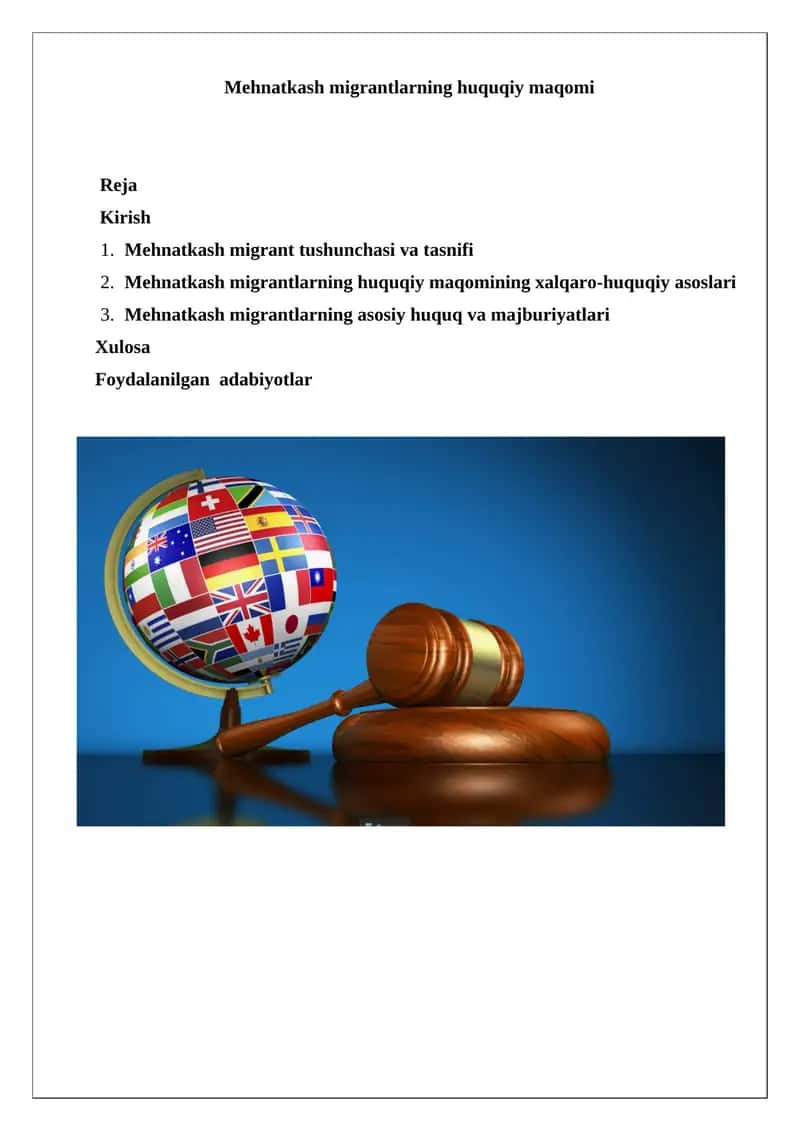 Mehnatkash migrantlarning huquqiy maqomi 1