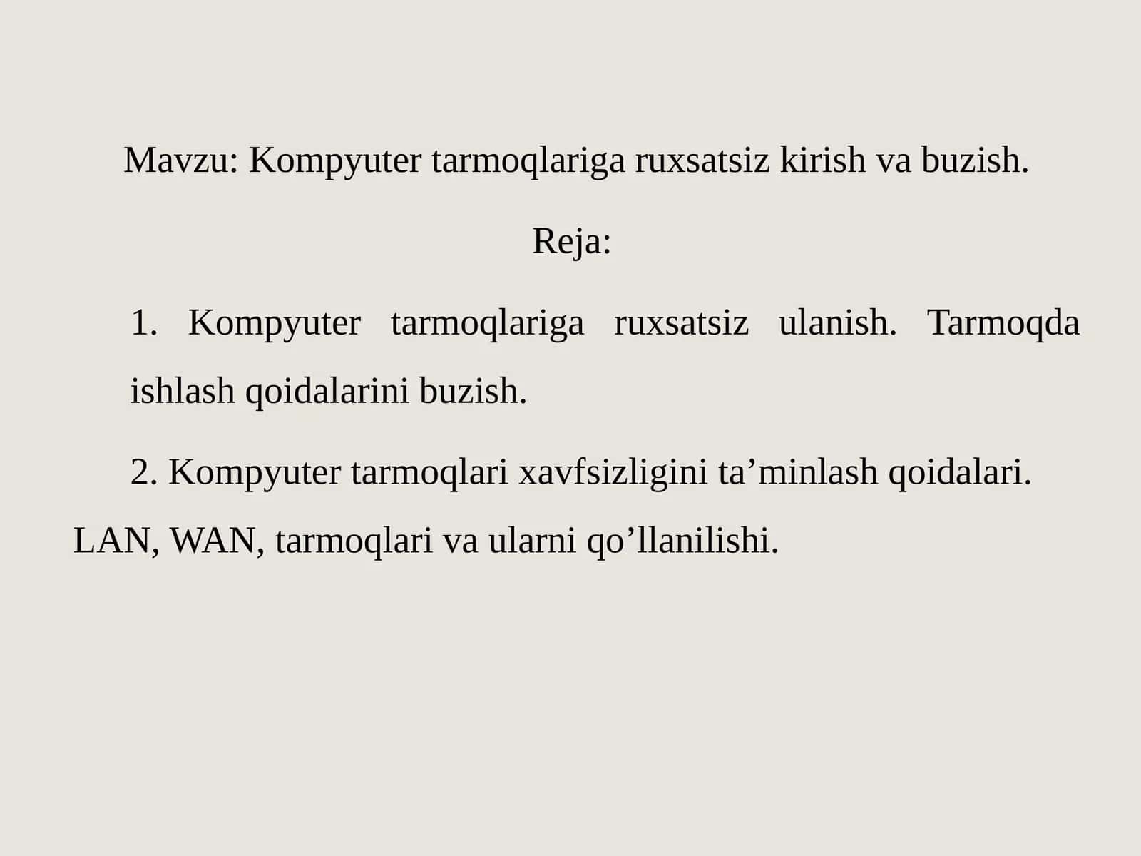Kompyuter tarmoqlariga ruxsatsiz kirish va buzish 1