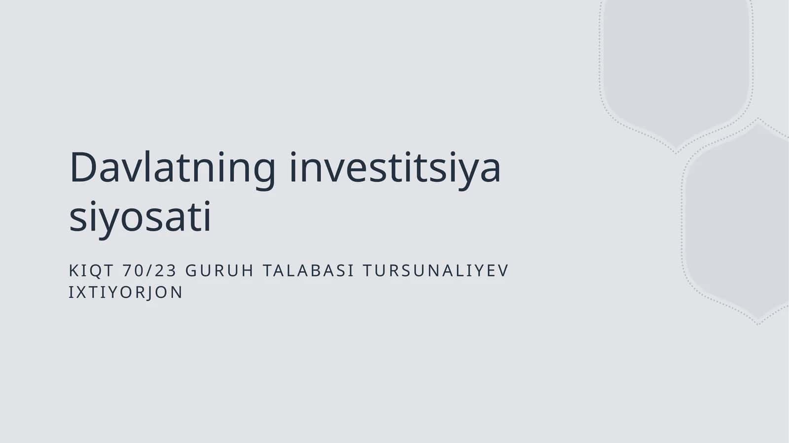 Davlatning investitsiya siyosati 1