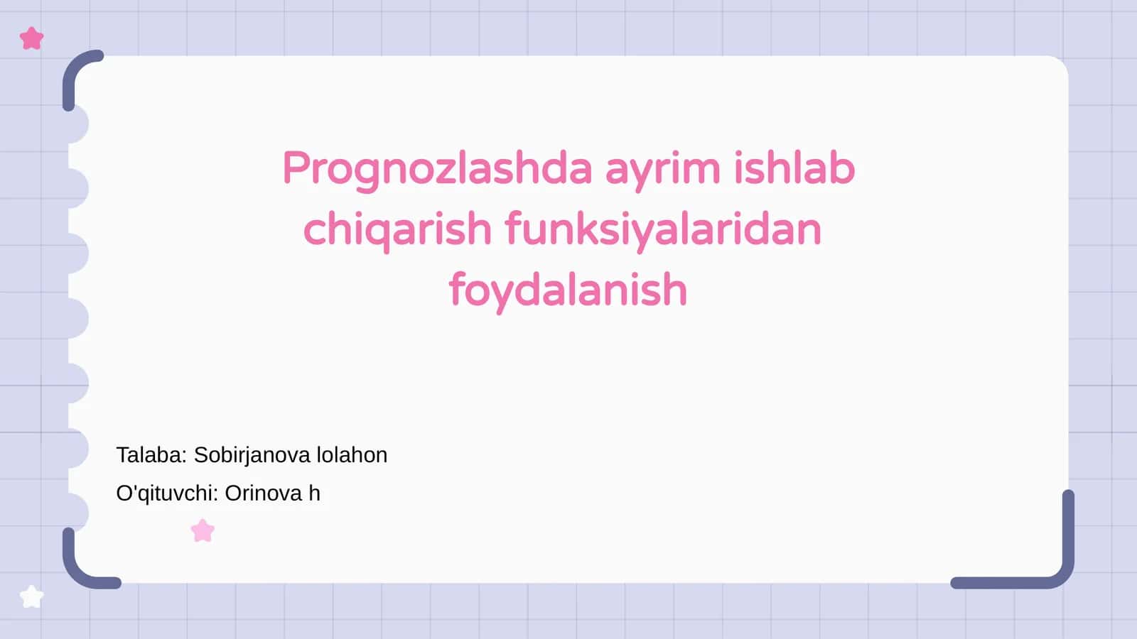 Prognozlashda ayrim ishlab chiqarish funksiyalaridan foydalanish 1