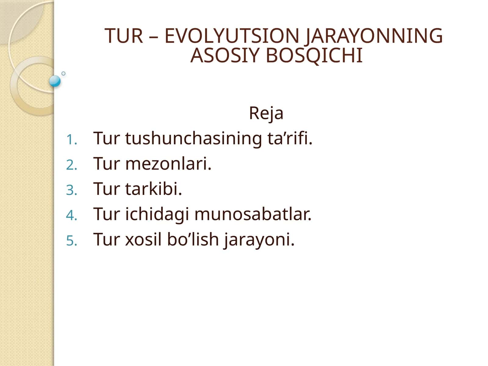 EVOLYUTSION JARAYONNINGASOSIY BOSQICHI 1