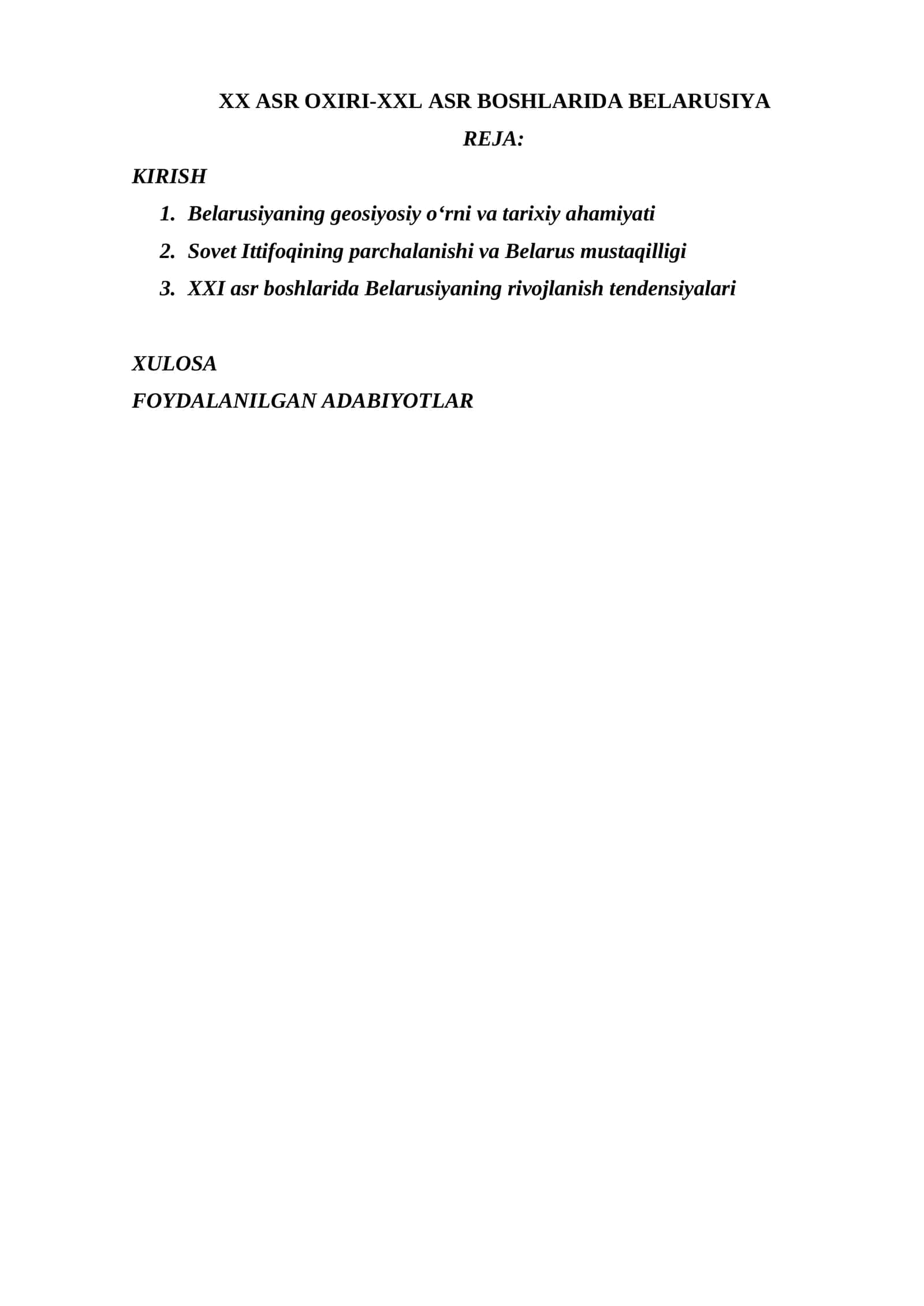 XX ASR OXIRI-XXL ASR BOSHLARIDA BELARUSIYA 1