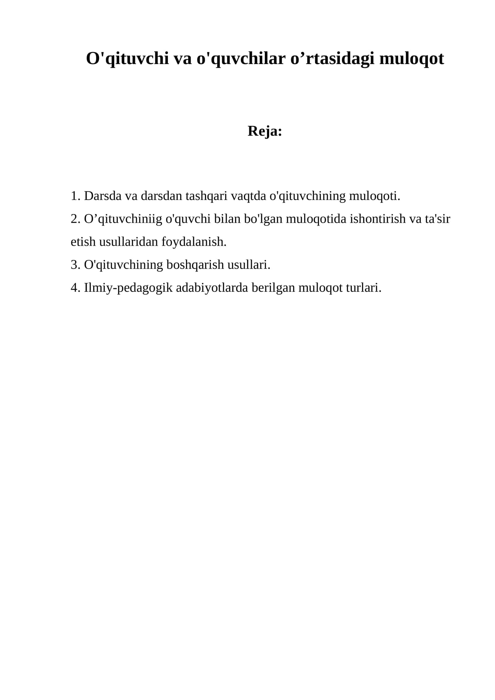O'qituvchi va o'quvchilar o’rtasidagi muloqot 1