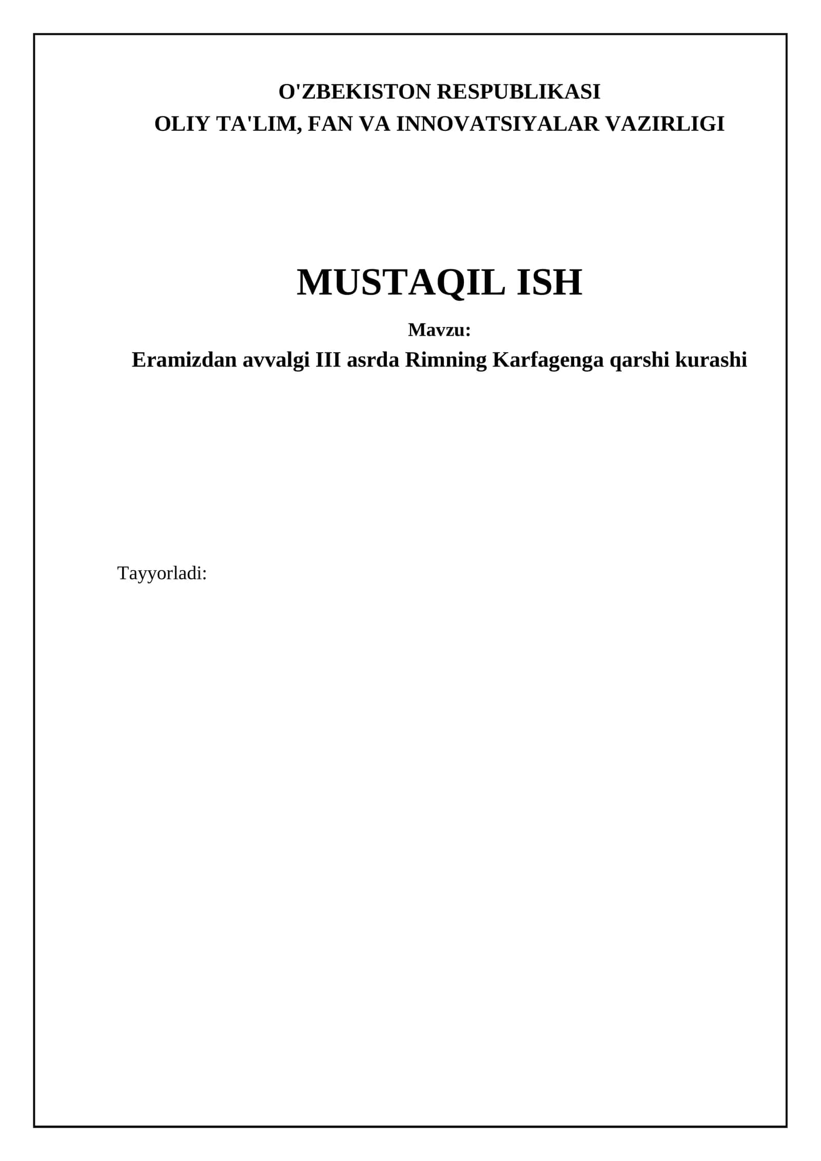 Eramizdan avvalgi III asrda Rimning Karfagenga qarshi kurashi 1