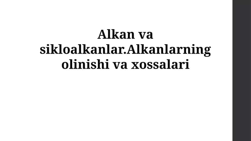 Alkanlar va sikloalkanlar 1