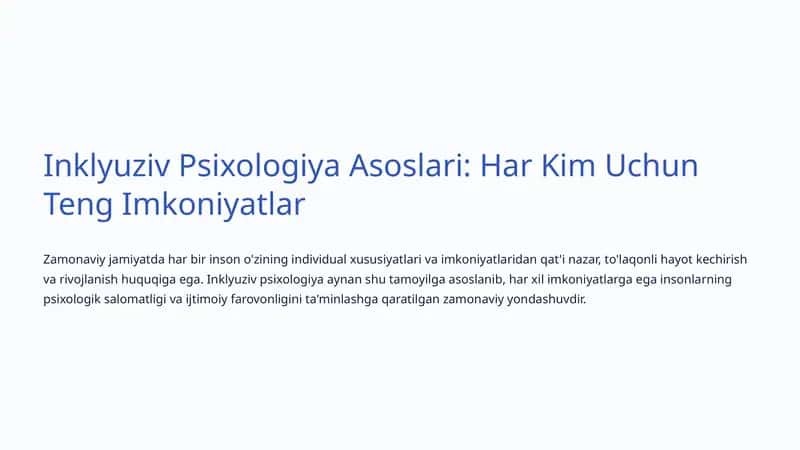 Inklyuziv Psixologiya Asoslari 1