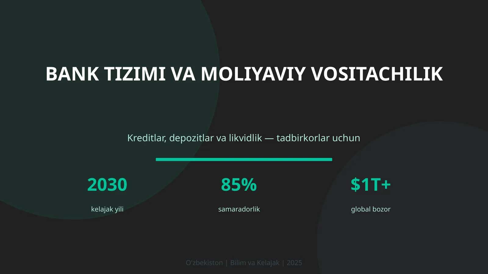 BANK TIZIMI VA MOLIYAVIY VOSITACHILIK 1