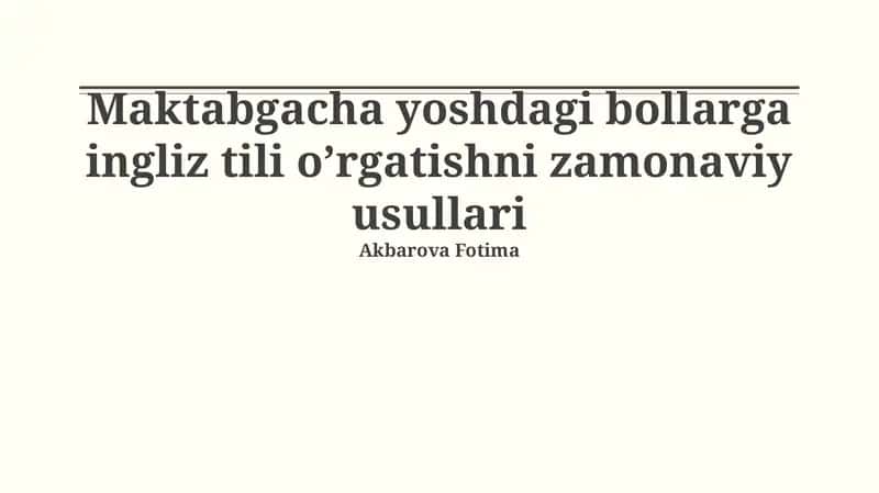 Zamonaviy o'qitish usullari 1