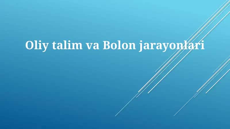 Boloniya jarayoni: Tarix, tamoyillar va tuzilma 1