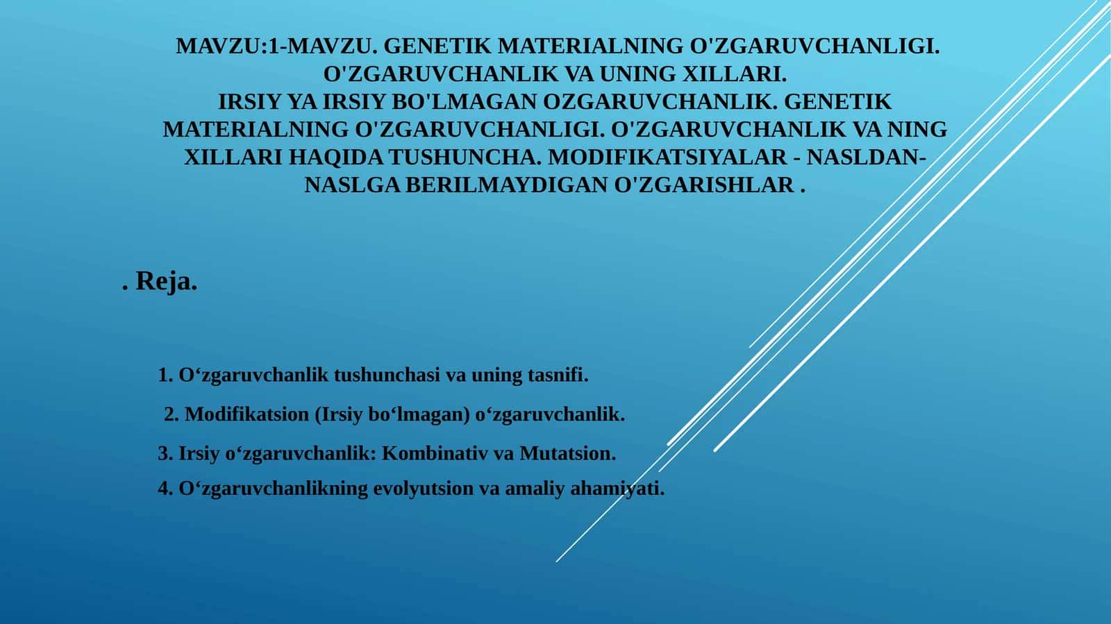 Genetik materialning o'zgaruvchanligi 1