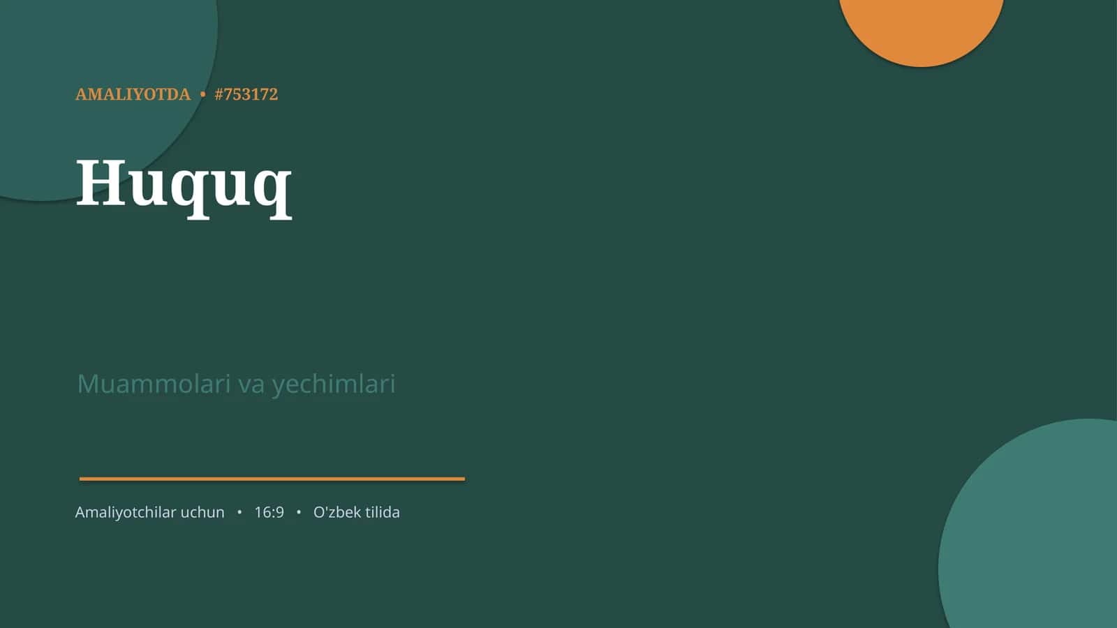 Huquq Muammolari va Yechimlari 1