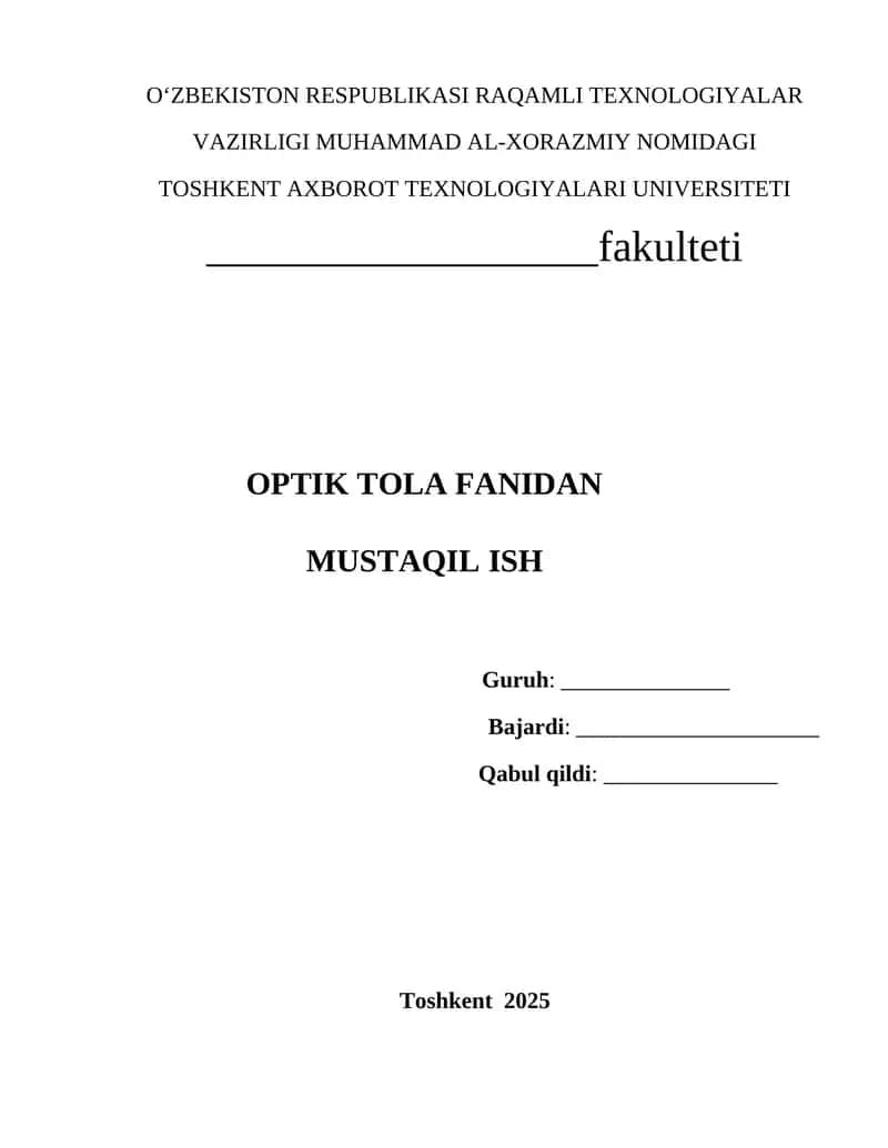Optik aloqa tizimlarida o‘lchash usullari va o‘lchov vositalari 1