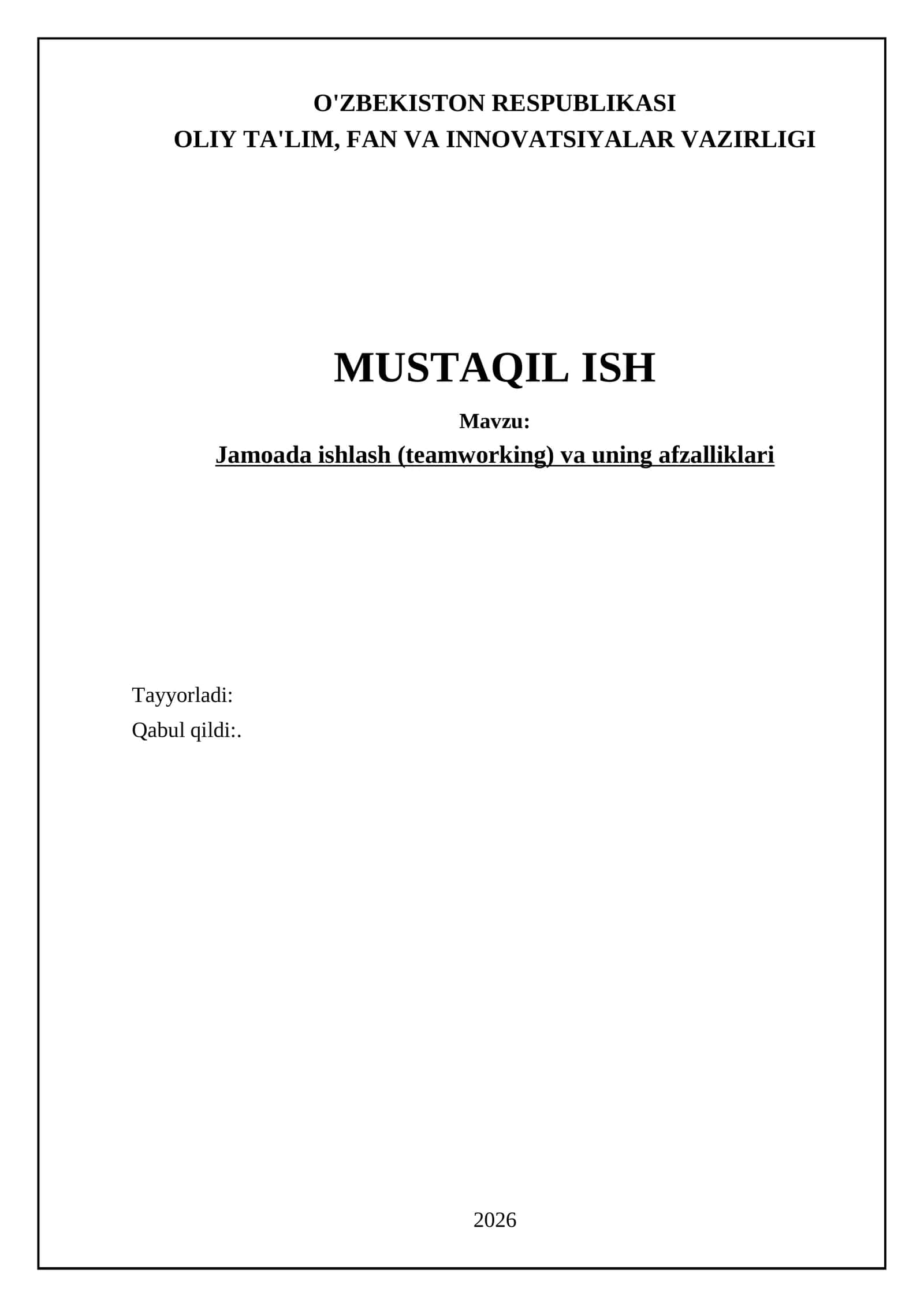 Jamoada ishlash (teamworking) va uning afzalliklari 1