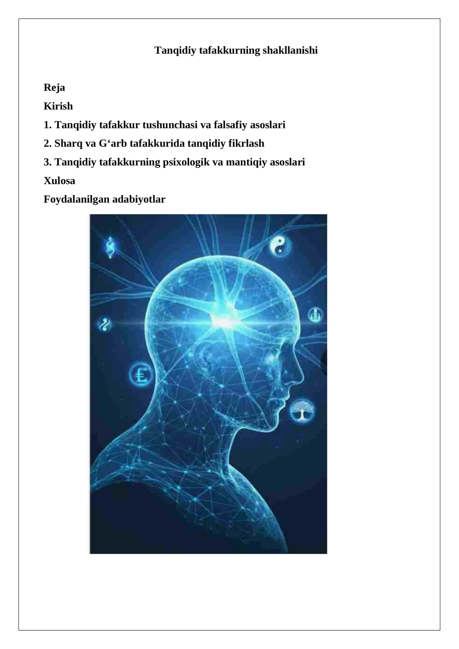 Tanqidiy tafakkurning shakllanishi 1