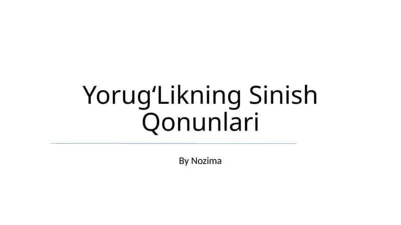Yorug'likning Sinish Qonunlari 1