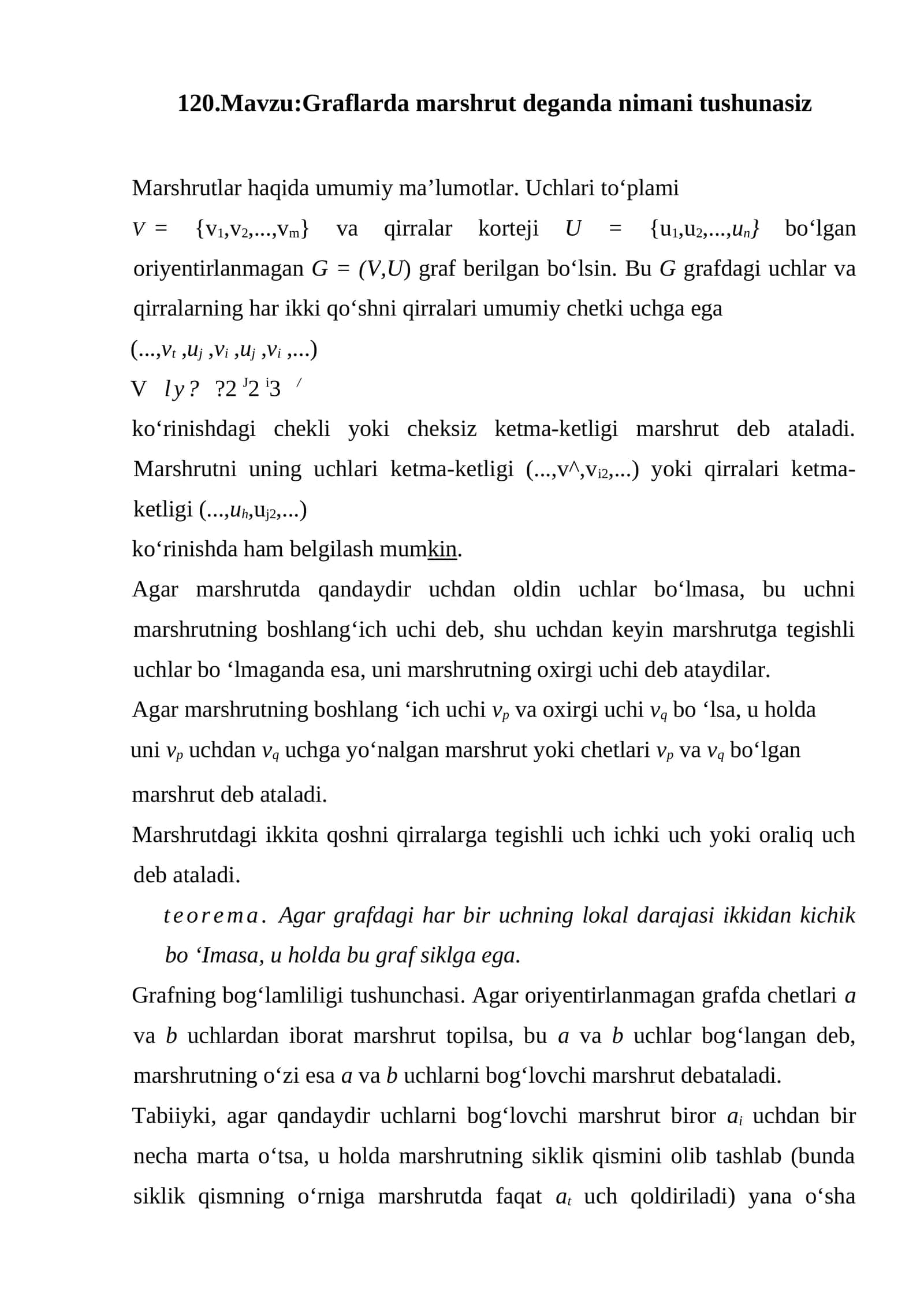Graflarda marshrut deganda nimani tushunasiz 1