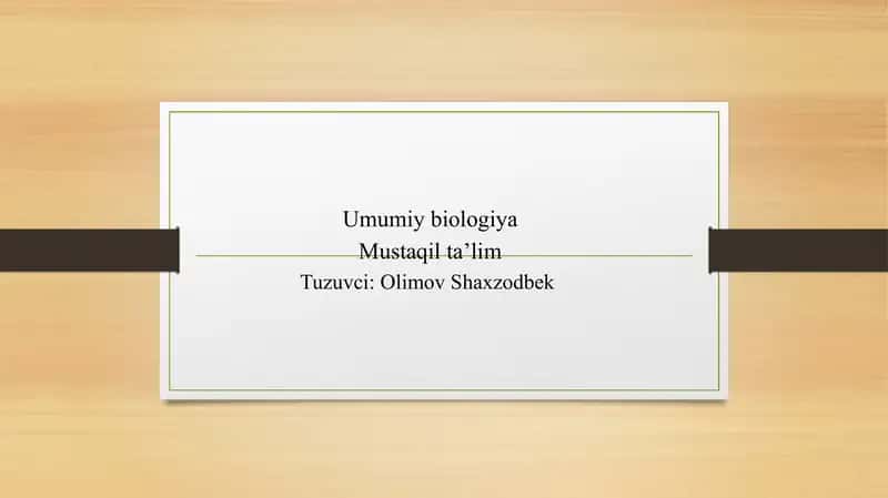Umumiy biologiya 1
