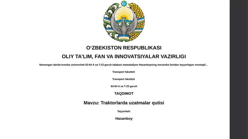 Traktorlarda uzatmalar qutisi 1