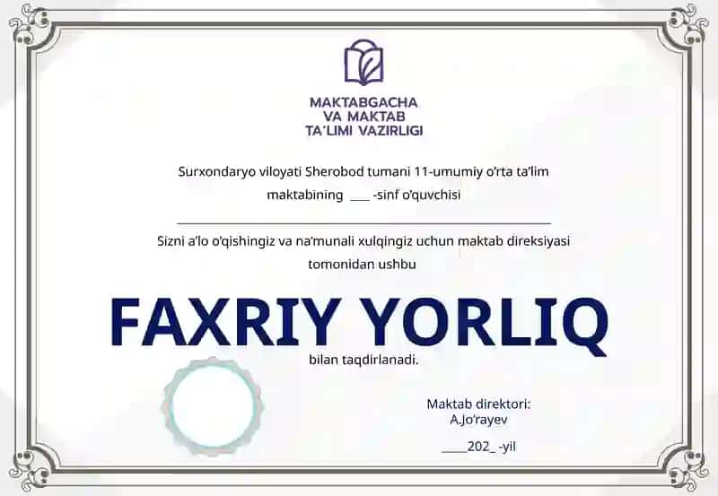 Faxriy yorliq
