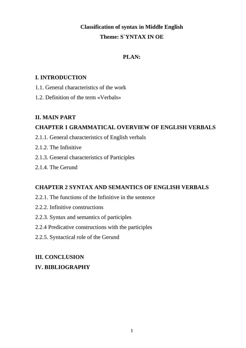 Classification of Syntax in Middle English 1