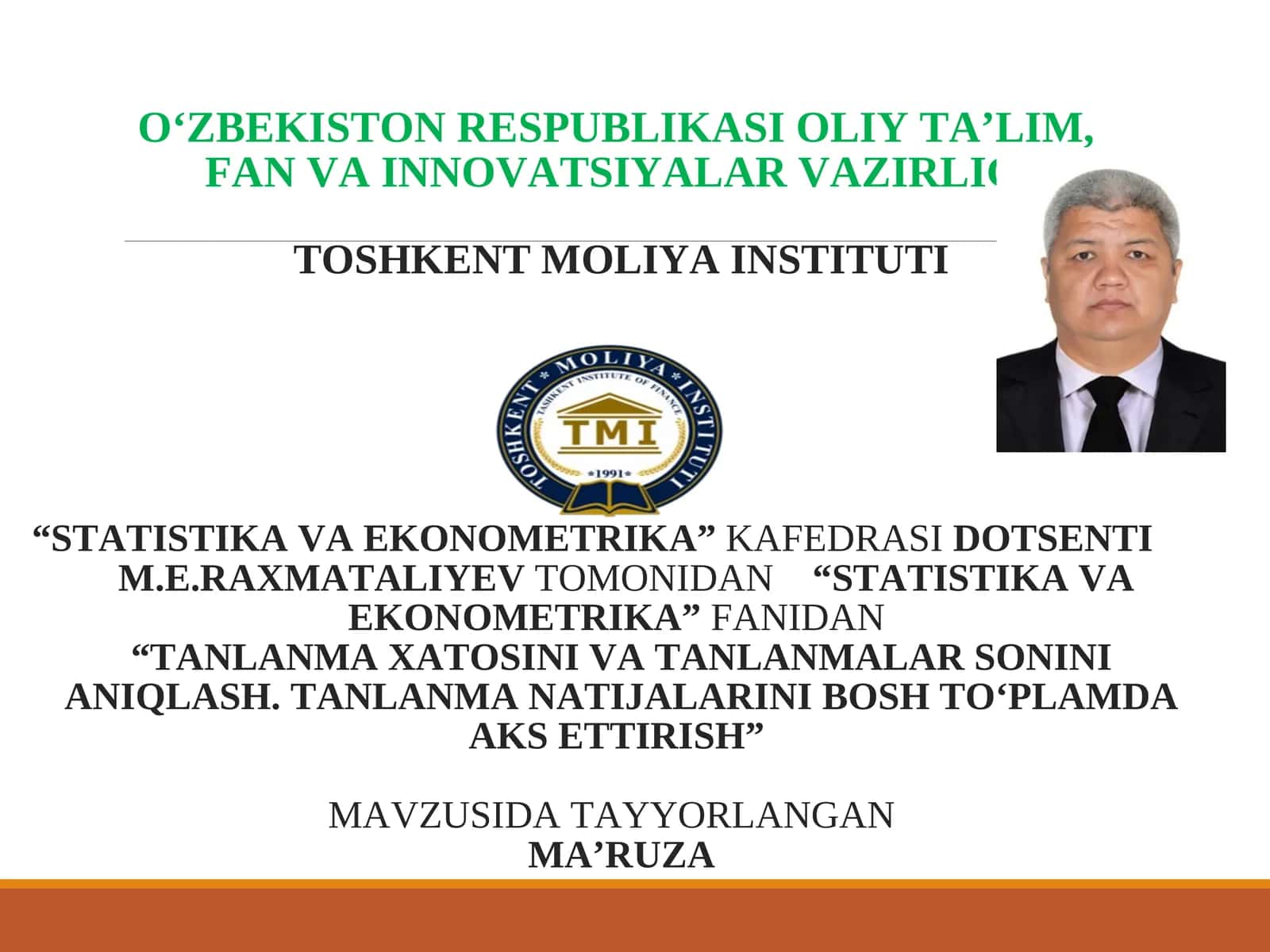 Tanlanma xatosini va tanlanmalar sonini aniqlash 1