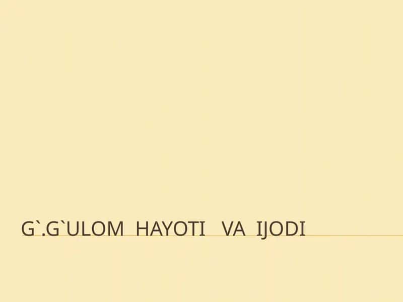 G`.G`ulomhayotivaijodi 1