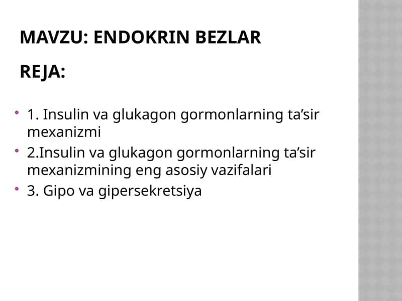Insulin va Glyukagonning Ta'sir Mekanizmi 1