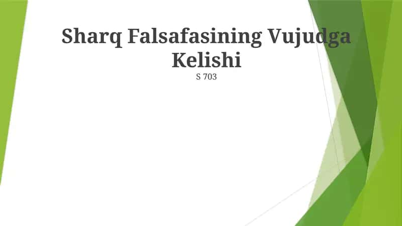 Sharq Falsafasining Vujudga Kelishi 1