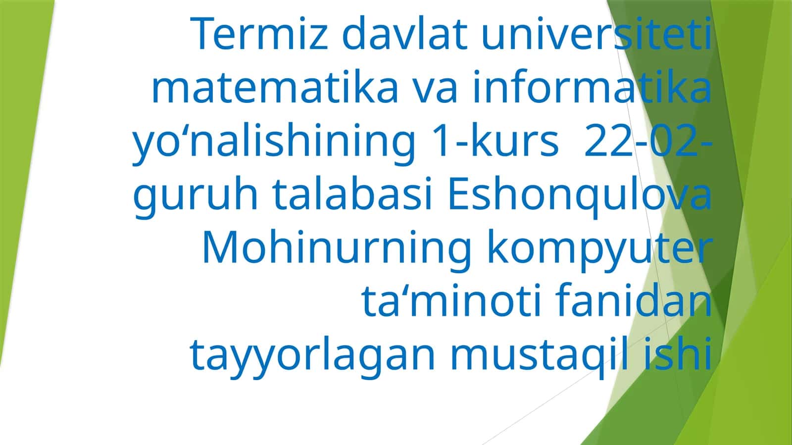 Kompyuter ta'minoti fanidan mustaqil ish 1