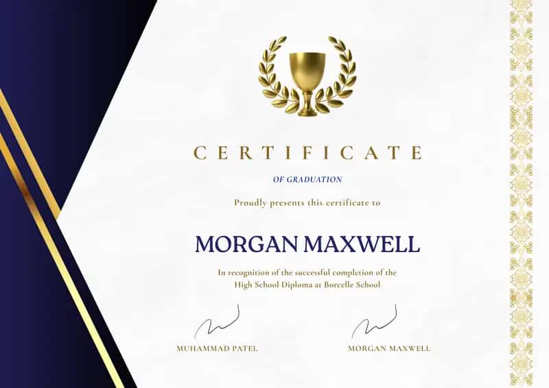 High School Diploma Certificate 1