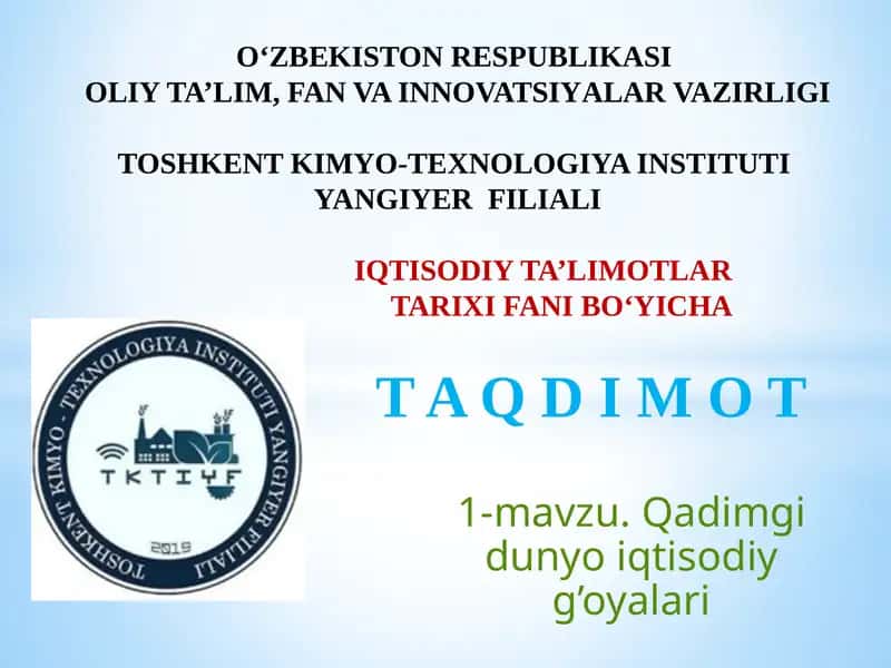 Qadimgi dunyo iqtisodiy g’oyalari 1